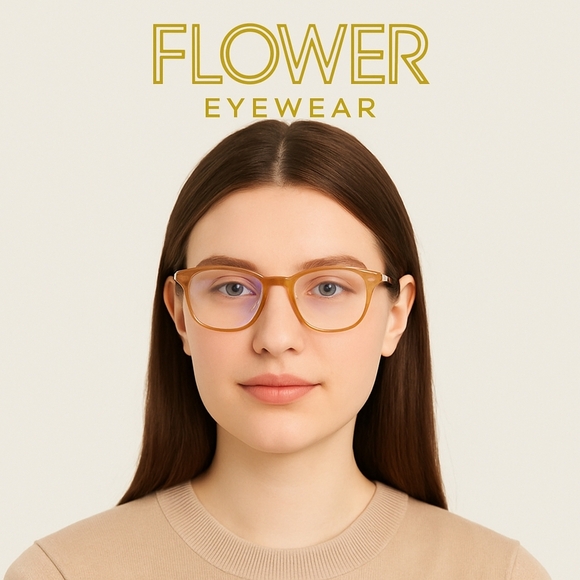 FLOWER Eyewear Blue Light Blocking Glasses — “Hazel” Style — Transparent Hazel - Picture 1 of 7